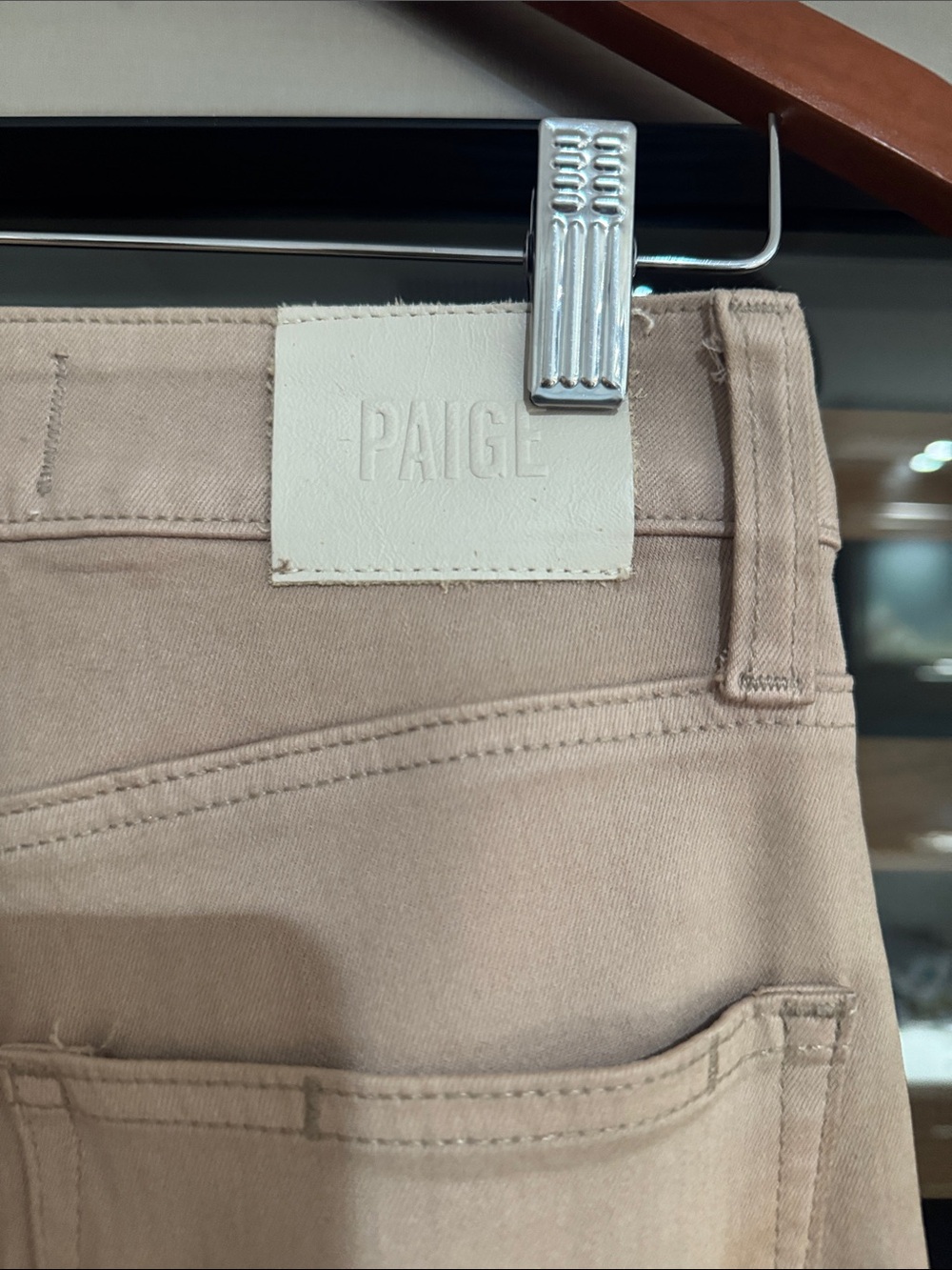 PAIGE Anessa Wide Leg Jeans Beige Sand High Rise Size 24 - Picture 6 of 7